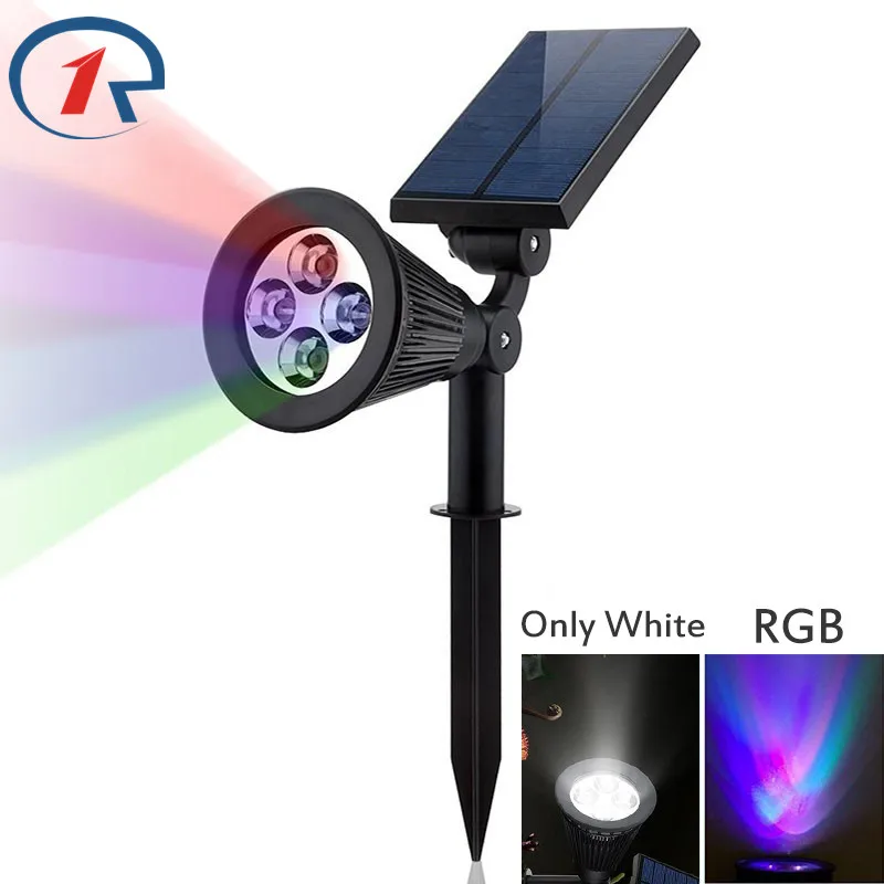 Светодиодные панели солнечных батарей ZjRight 4 светодиода RGB-подсветка сменные