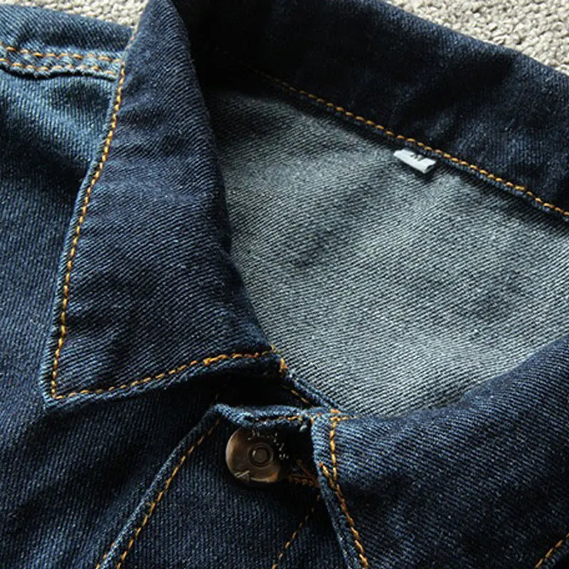 Мужская Повседневная джинсовая куртка хлопковая верхняя одежда с отложным