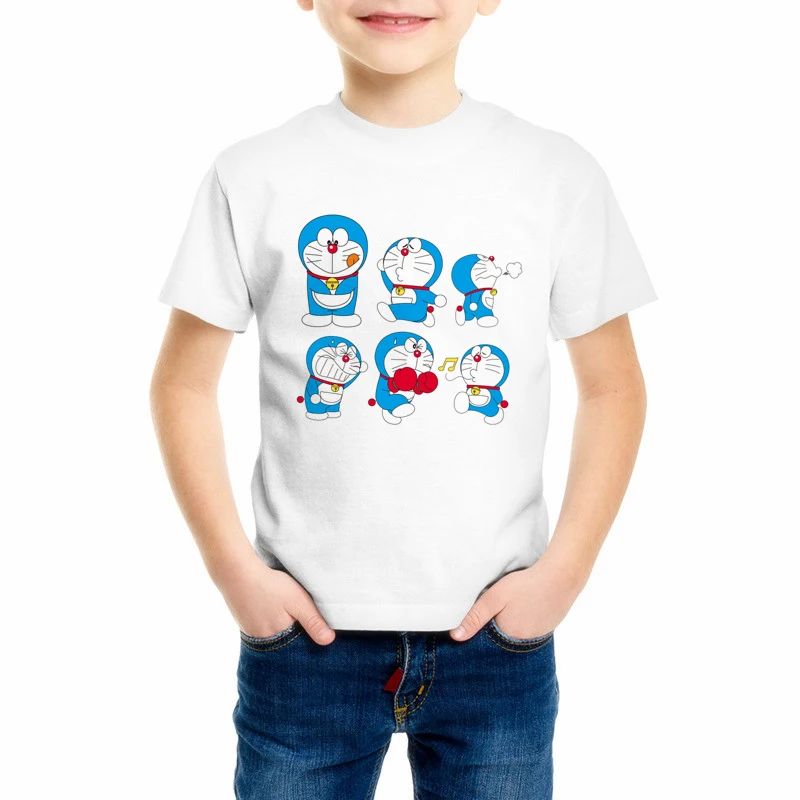 

Children's Cartoon Doraemon T shirt Harajuku Japanese Tee Shirt boy and girl Summer O-neck Short Sleeve Tops Tees C10-2