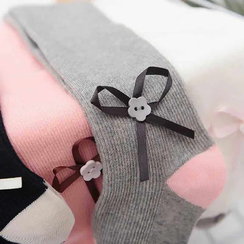 Леггинсы для девочек Хлопковые детские колготки с бантом Чулки Кружевные