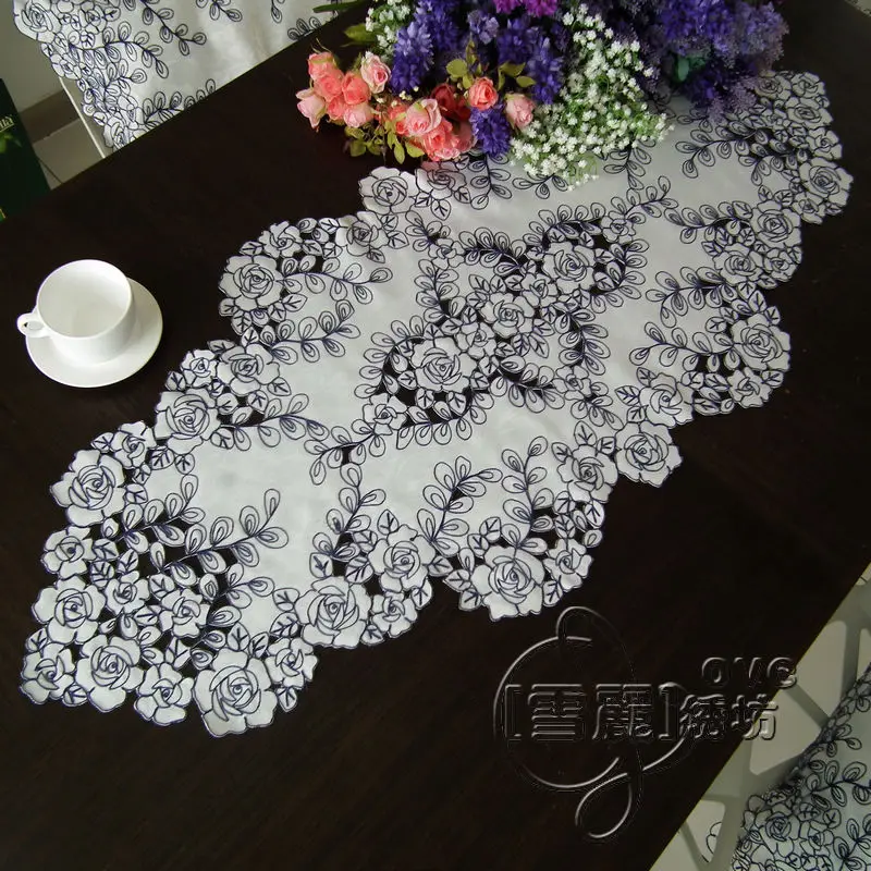 Элегантная деревенская ткань вышитая скатерть журнальный столик вырез покрытие