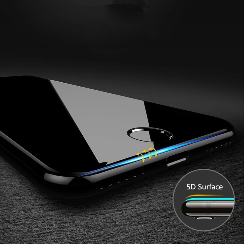 Закаленное стекло 5D 9H для iPhone 6 6s 7 8 Plus Защитная пленка экрана с полным покрытием