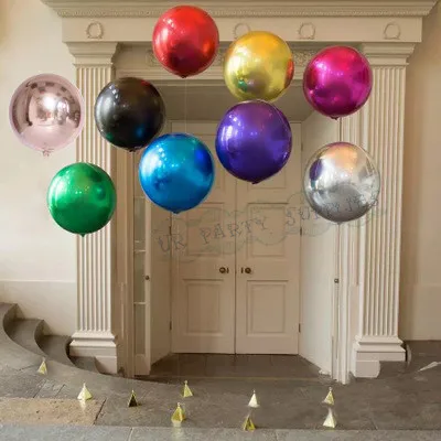 Шары сферические из фольги Orb 50 шт. блестящие круглые розовые золотые серебряные