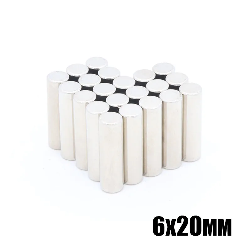 20pcs 6x20 mm Neodymium magnet N35 Super strong round Rare Earth NdFeb 6*20mm strongest permanent powerful magnetic | Обустройство
