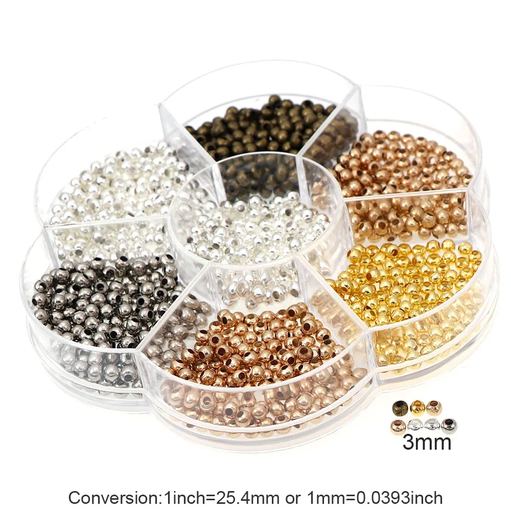 Круглый Гладкий Железный Бусина в цветочной коробке 3 мм металлические бусины