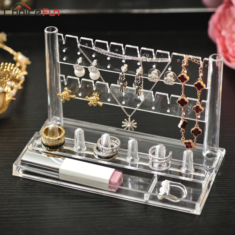 CHOICE FUN 10 pairs Accessories Jewellery Bracelet Necklace Earring Organiser Organization Clear Acrylic Ring Storage | Дом и сад