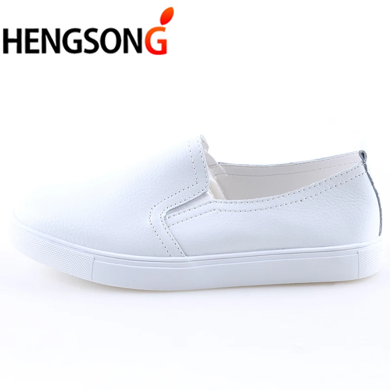 HENGSONG/осенние женские кожаные лоферы Модные балетки на плоской подошве Цвет