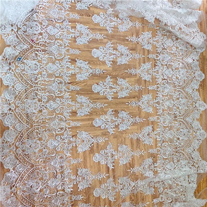 1 ярд High End Off white Afrian французский вышитый тюль сетка африканская кружевная ткань для свадьбы свадебное платье DIY шитье