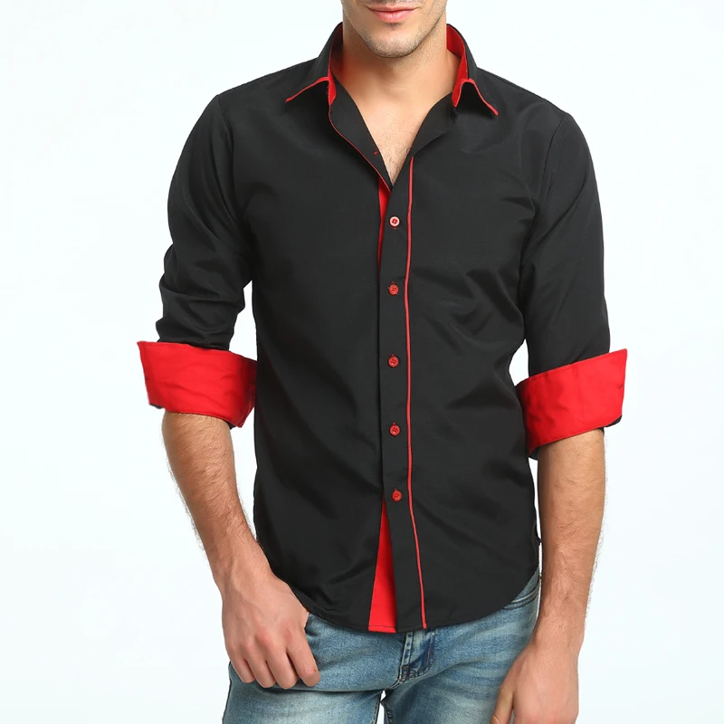 Brand 2018 Fashion Placket Male Shirt Long-Sleeves Tops British Business Casual Mens Dress Shirts Slim Men XXXL | Мужская одежда