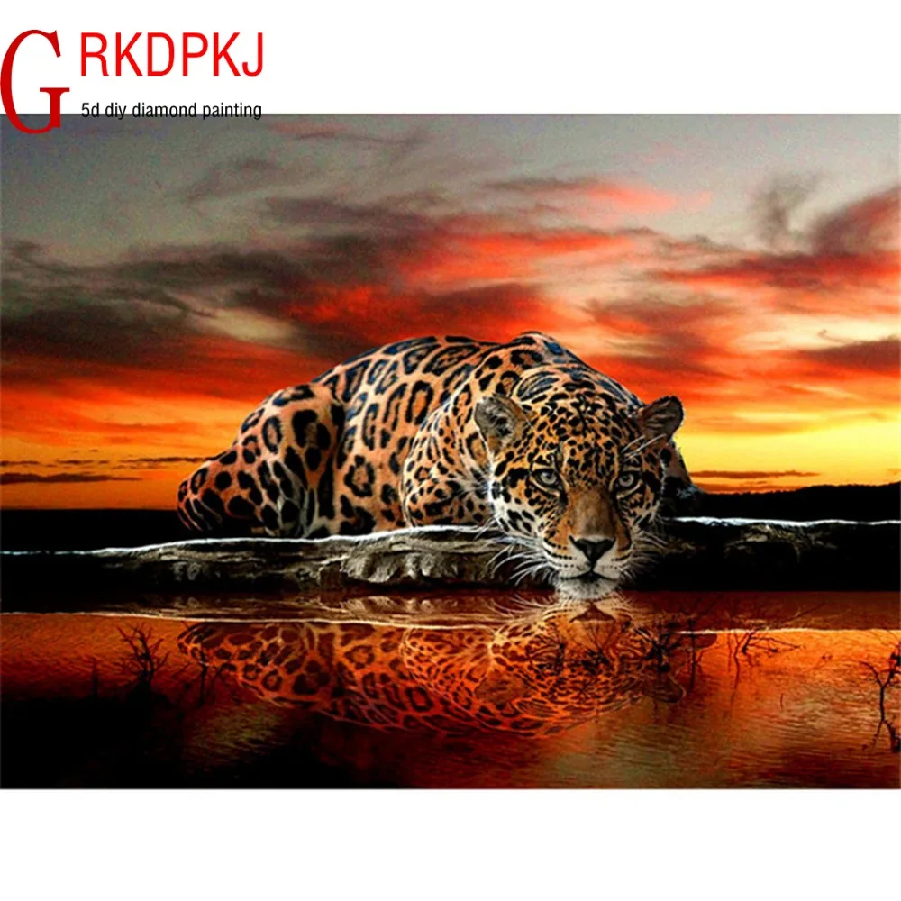 

GRKDPKJ 5d diamond painting full diamond square diamond embroidery mosaic cross stitch picture home decoration Animal panther