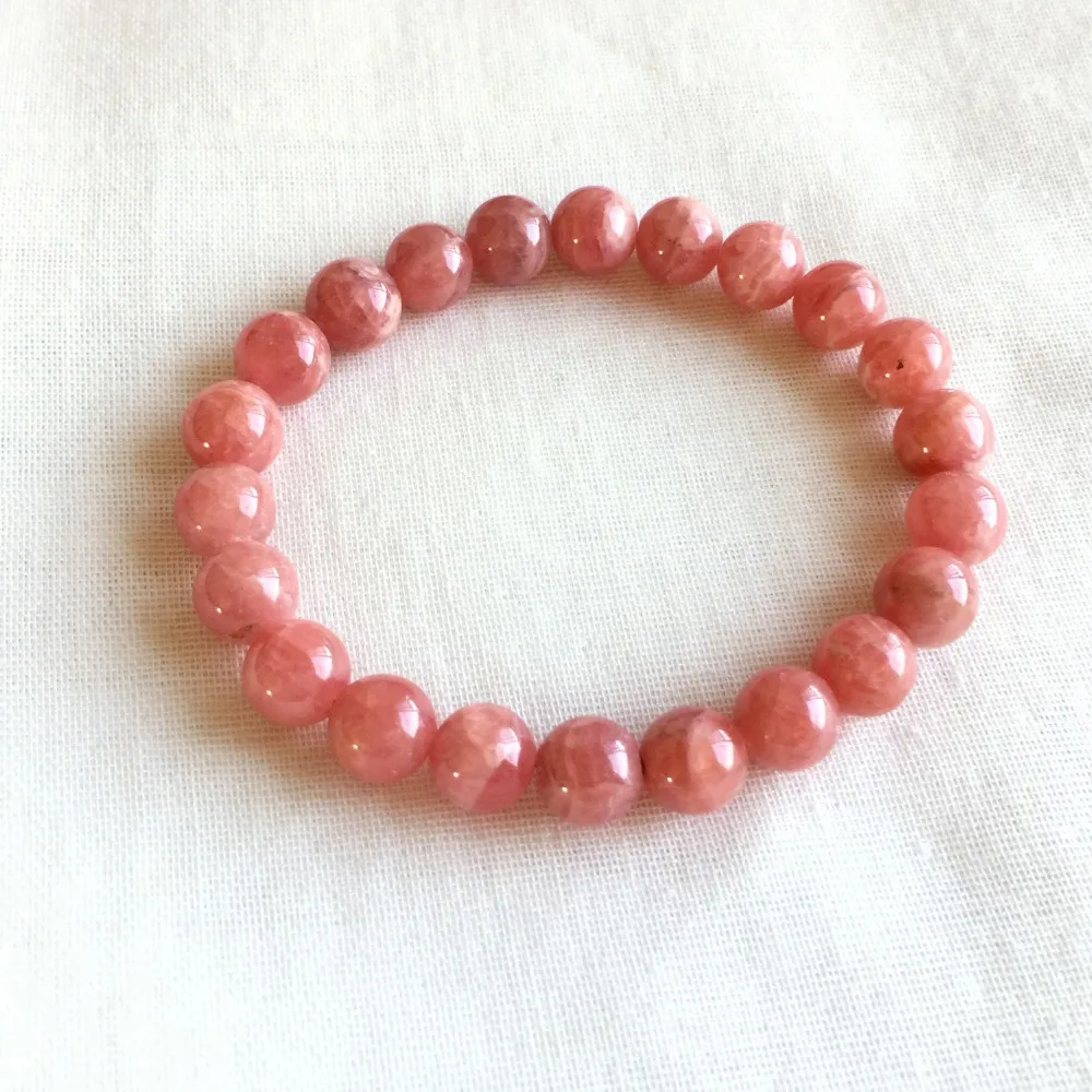 

Genuine Natural Argentina Red Rhodochrosite Stretch Finished Bracelet Round beads 8mm Jewelry Beads Marriage Gemstone 05214