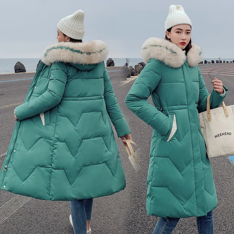 down parka jacket women medium length knee and thick 922 | Женская одежда