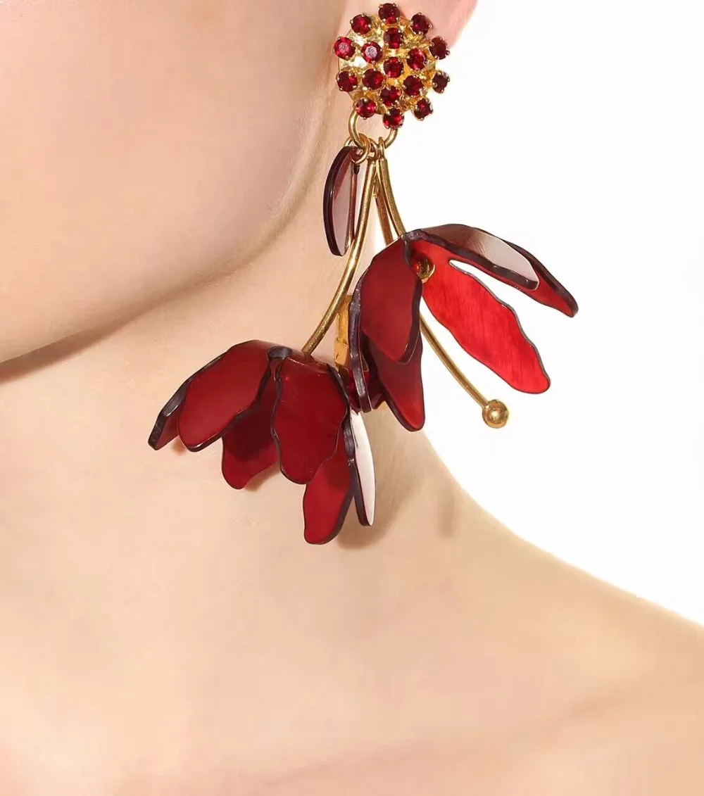Модные большие полимерные висячие серьги в форме цветка богемные ювелирные