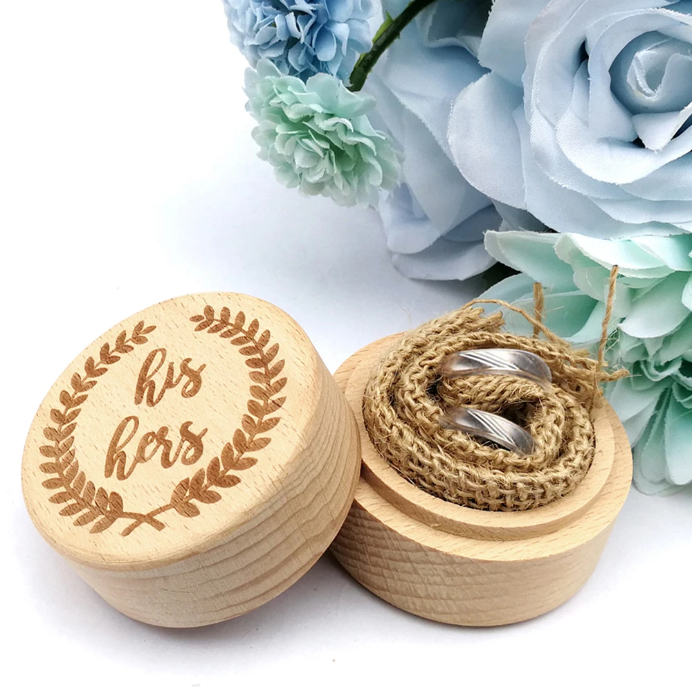 Креативная деревянная круглая коробочка для кольца коробка обручальных колец