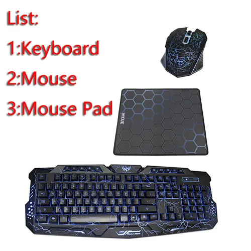 keyboard Pad Mouse Dggr M200 игровая клавиатура на русском и английском, 104 ключ трещины 3-Цвет дыхание подсветкой USB Проводная Цвет Фул игровая клавиатура для портативных ПК - Цвет: keyboard Pad Mouse
