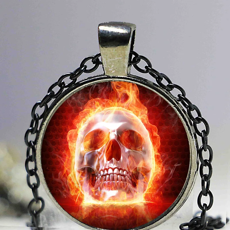 Кулон в виде черепа огненного кулон скелета кабошона фильм День мертвых ожерелье