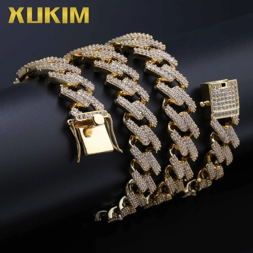 Xukim ювелирные изделия оптовая продажа 14 мм Miami кубинская цепочка ожерелье золотой