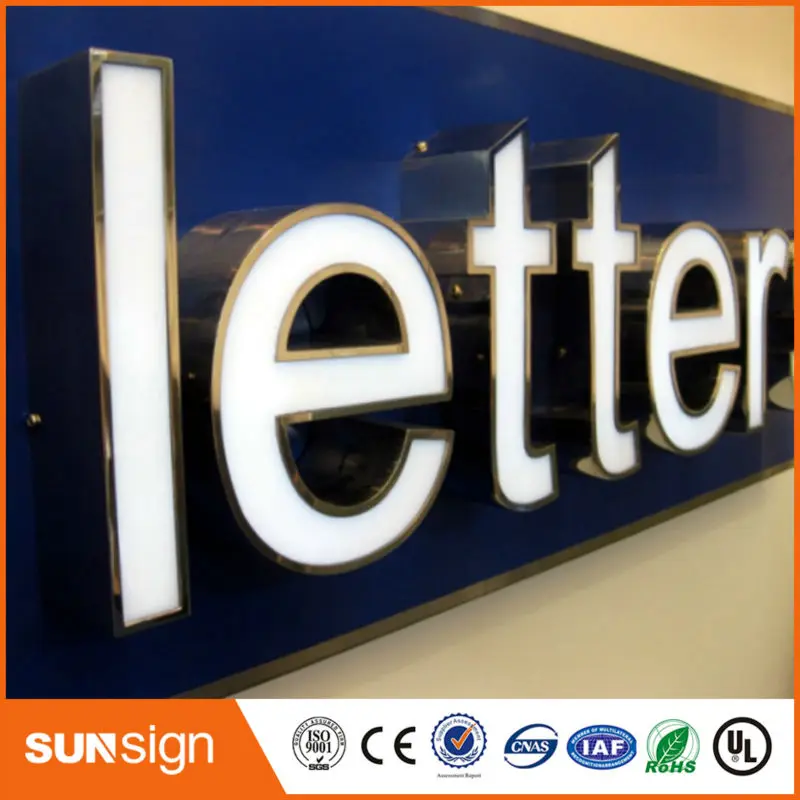 Custom stainless steel back water resistant advertising LED channel letters sign