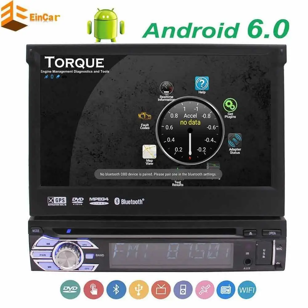 1 Din 7 'ɺndroid 6 0 Съемная панель для противоугонного gps Радио dvd palyer Поддержка
