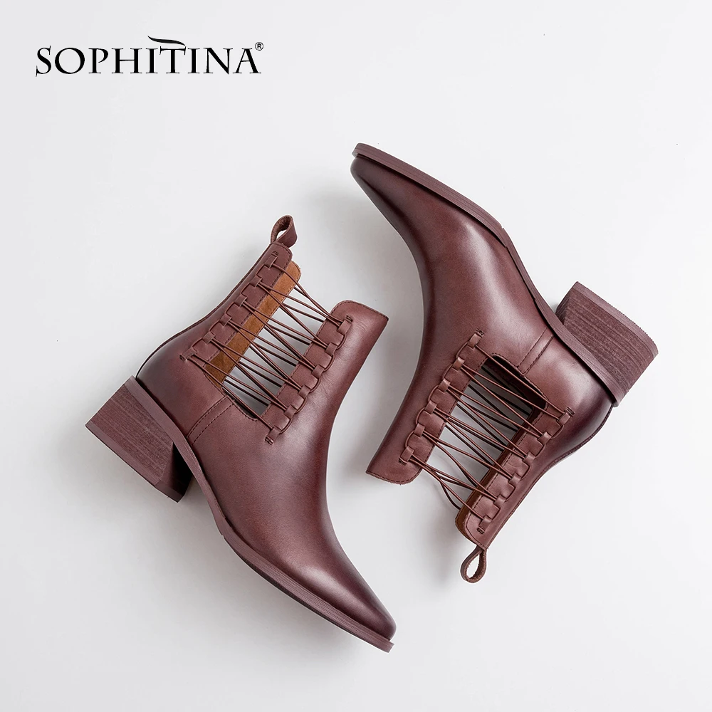 SOPHITINA/Новые Модные женские ботинки из натуральной кожи с острым носком Сезон