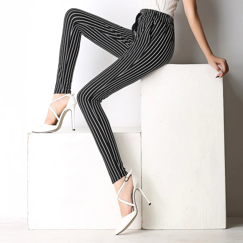 UNINICE Stripe Bottoms Women Harem Pants Casual Capri Women's Clothing Elastic Waist Summer OL Angle-Length Trouser Pant Brand | Женская