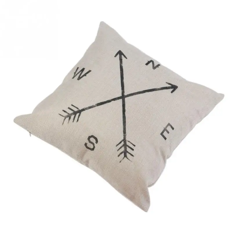 Компас Хлопок Лен Площадь Винтаж Бросьте Наволочку Диван Оболочки Хороший