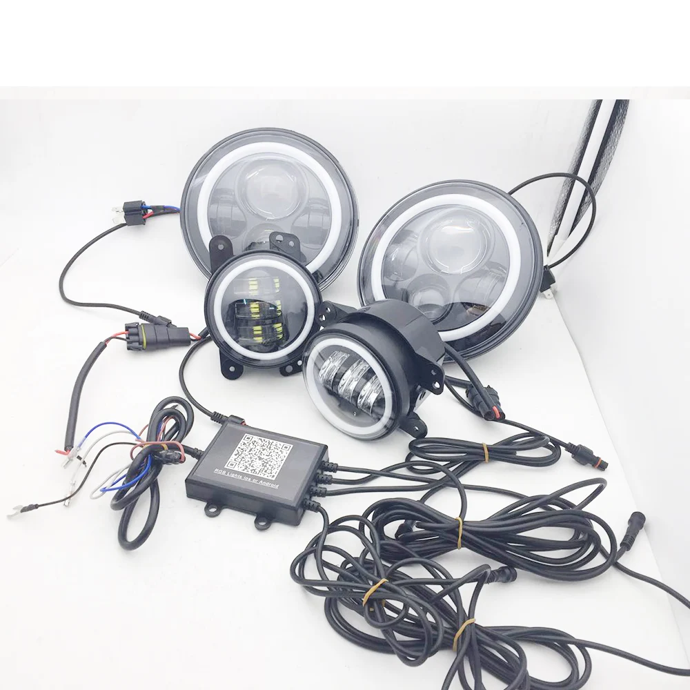 Цветная (RGB) 7 дюймовый светодиодный головной светильник Hi/короче спереди и