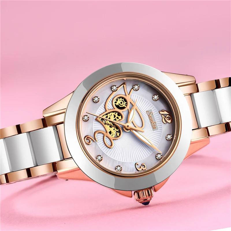 SUNKTA Simulation Quartz Women Watches Top Brand Luxury Simple Clock Women Girl Bracelet Diamond Watches Ladies Relogio Feminino enlarge