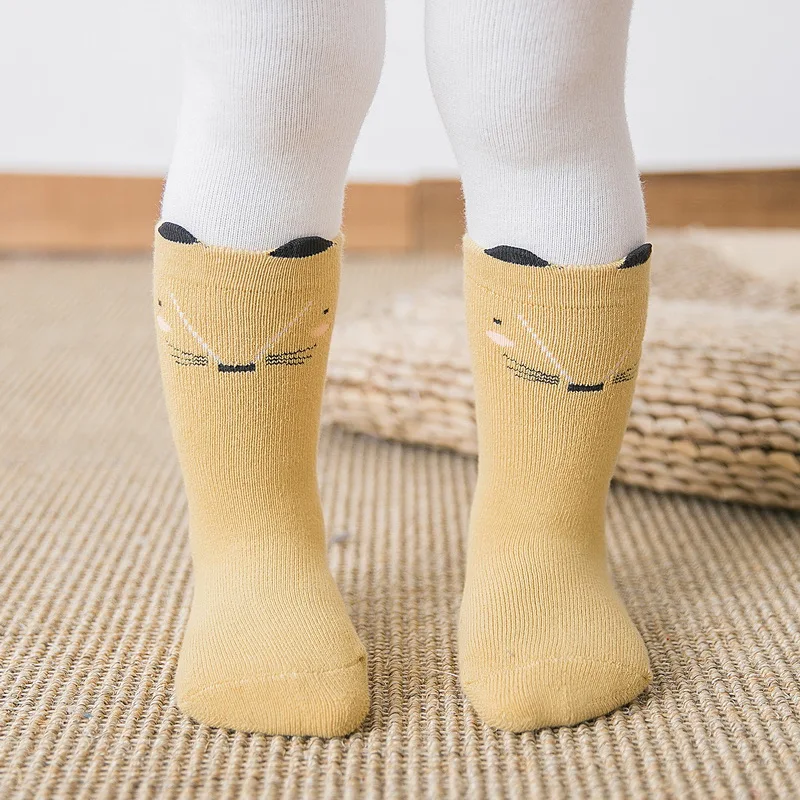 3pairs/lot kids socks baby cotton fox cat funny terry warm winter sock for newborn toddler foot wear infant bebe | Детская одежда и