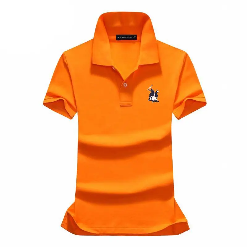 Orange Мода, новинка, женские брендовые рубашки поло с коротким рукавом и большой лошадью, повседневные женские хлопковые рубашки поло, облегающие Женские топы - Цвет: Orange