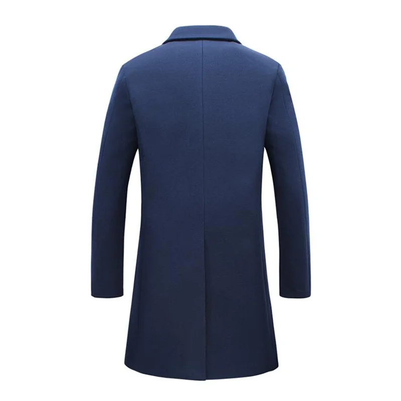 2018 new men's winter solid color thick long trench coat fashion casual cashmere warm jacket Men's large size coatS-5XL | Мужская
