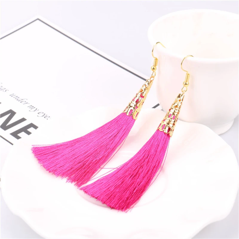 LZHLQ этнические длинные хлопковые серьги с кисточками для женщин 2019 модные
