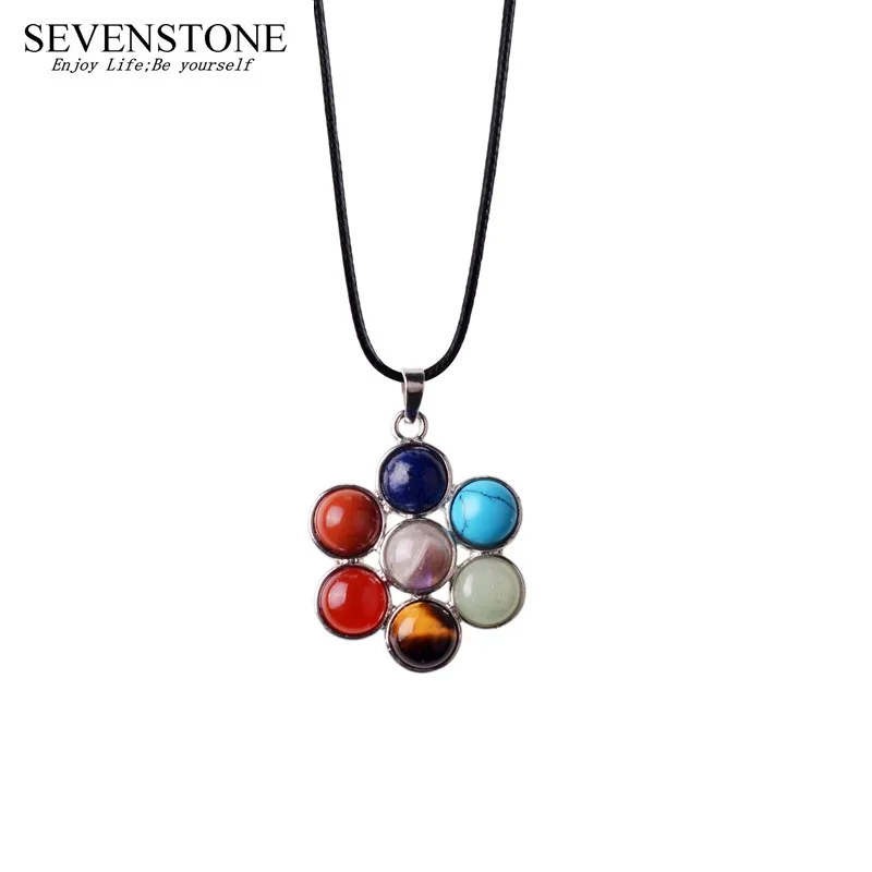 SEVENSTONE Рейки чакра кулон 7 камни натуральный камень полудрагоценные колье