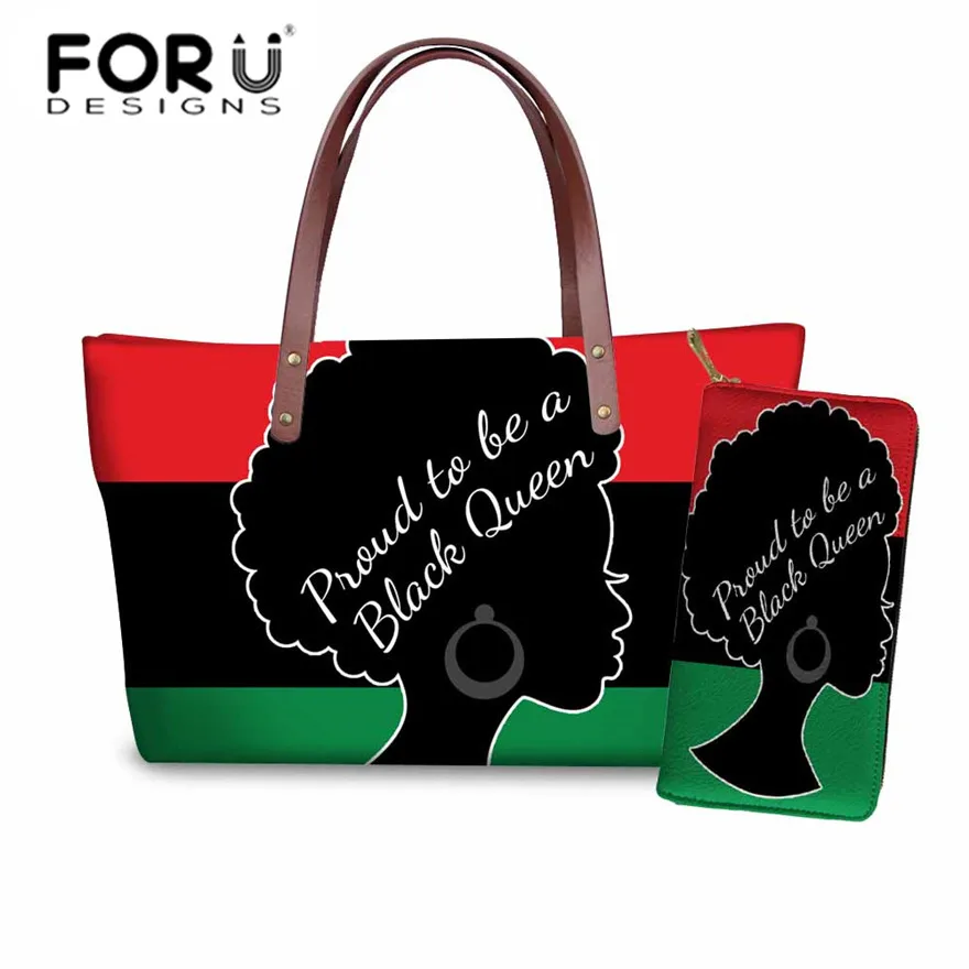 FORUDESIGNS/Сумка для женщин Черная Королева африканские девушки печать 2 шт./компл.