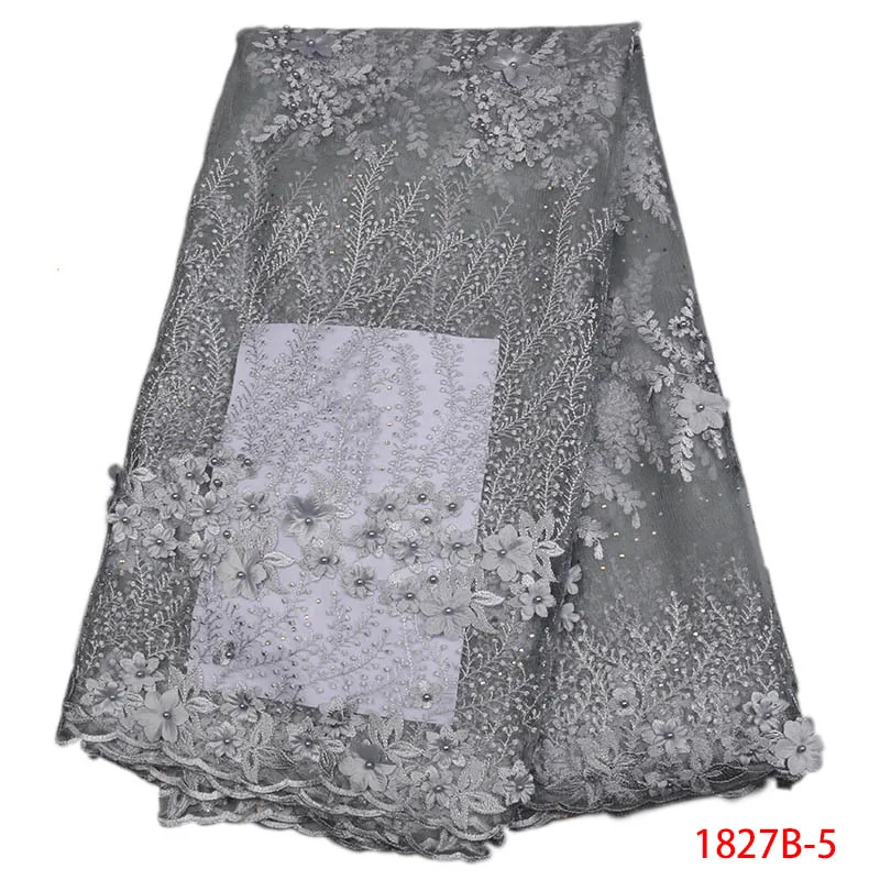 High Quality French Net Lace Fabric With 3D Flowers Fashion African Tulle Fabaric Beads Peach For Wedding Dress L1827B-3 | Дом и сад