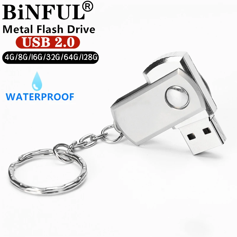 Водонепроницаемый металлический поворотный usb флеш накопитель BiNFUL 8 ГБ 16 32 64 128