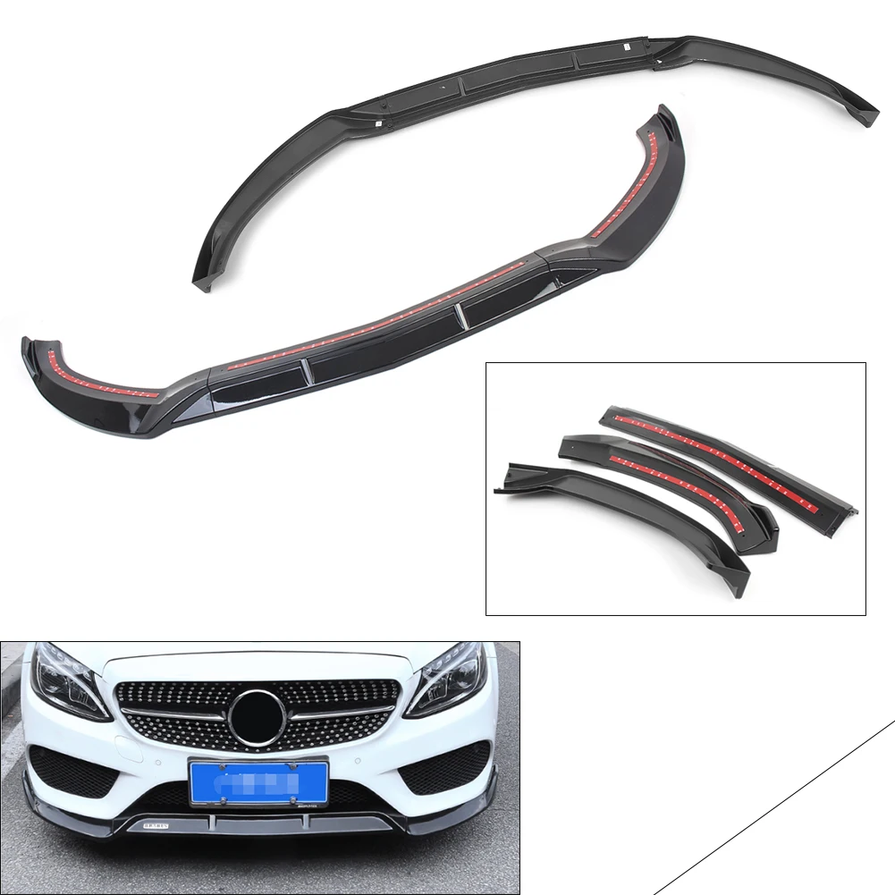 Накладка на передний бампер для Benz c-класс W205 Sport DP стиль глянцевый черный/углеродное волокно стиль