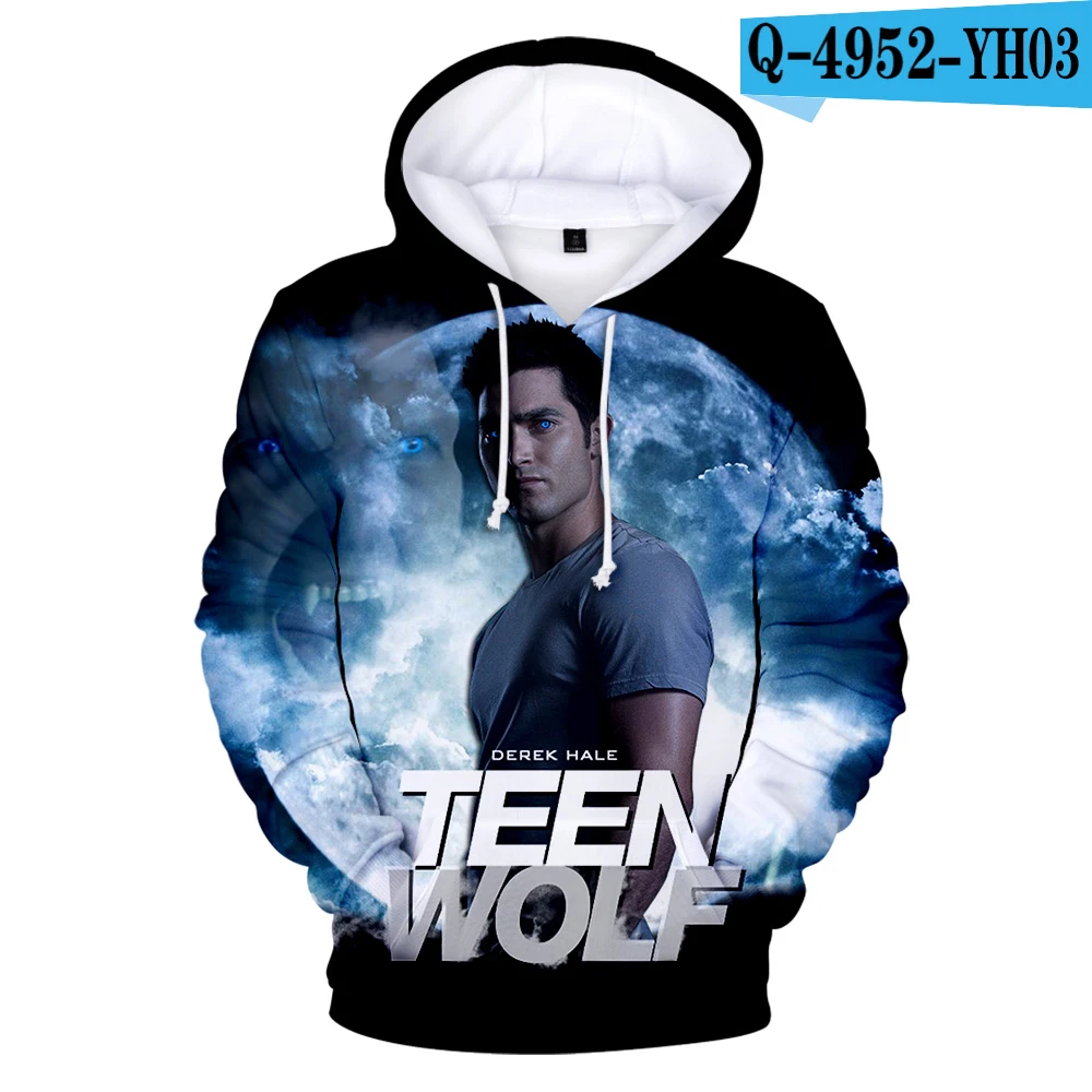 3D hoodies Fashion Teen Wolf Hoodies Derekhale 3D Print Sweatshirts Teen Wolf Men/Women Black Unisex Tops 4XL - Цвет: 3D hoodies