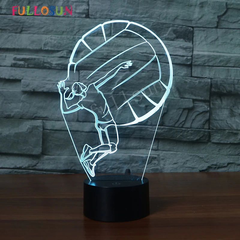 Новинка лампа 3D волейбольная девушка LED ночник 7 видов цветов с изменением цвета