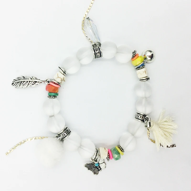 1 шт. винтажная подвеска бохо браслеты браслет для женщин горный хрусталь помпон