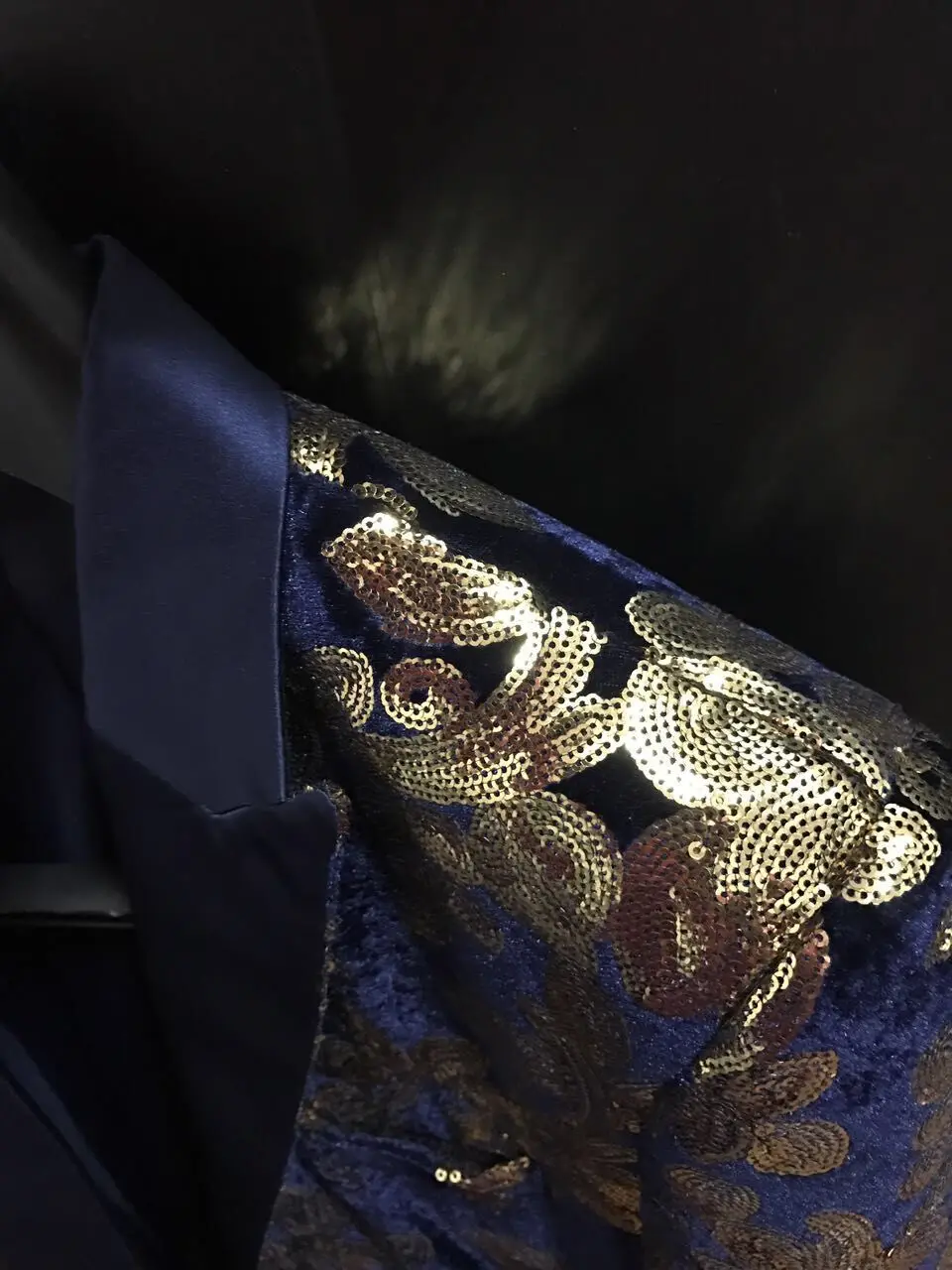 100%real mens stars/golden sequins embroidery black/blue tuxedo suit /event/evening/stage performance