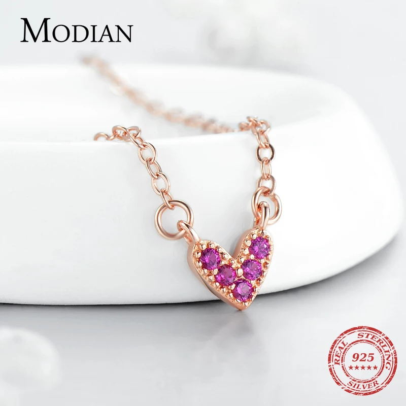 Modian 2019 новая распродажа 100% 925 стерлингового серебра розового сердца ожерелье