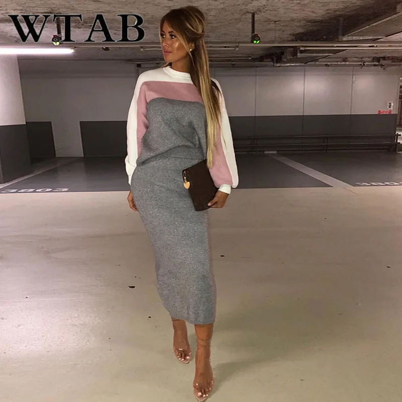 WTAB новинка женское платье до середины икры повседневное в полоску с принтом два