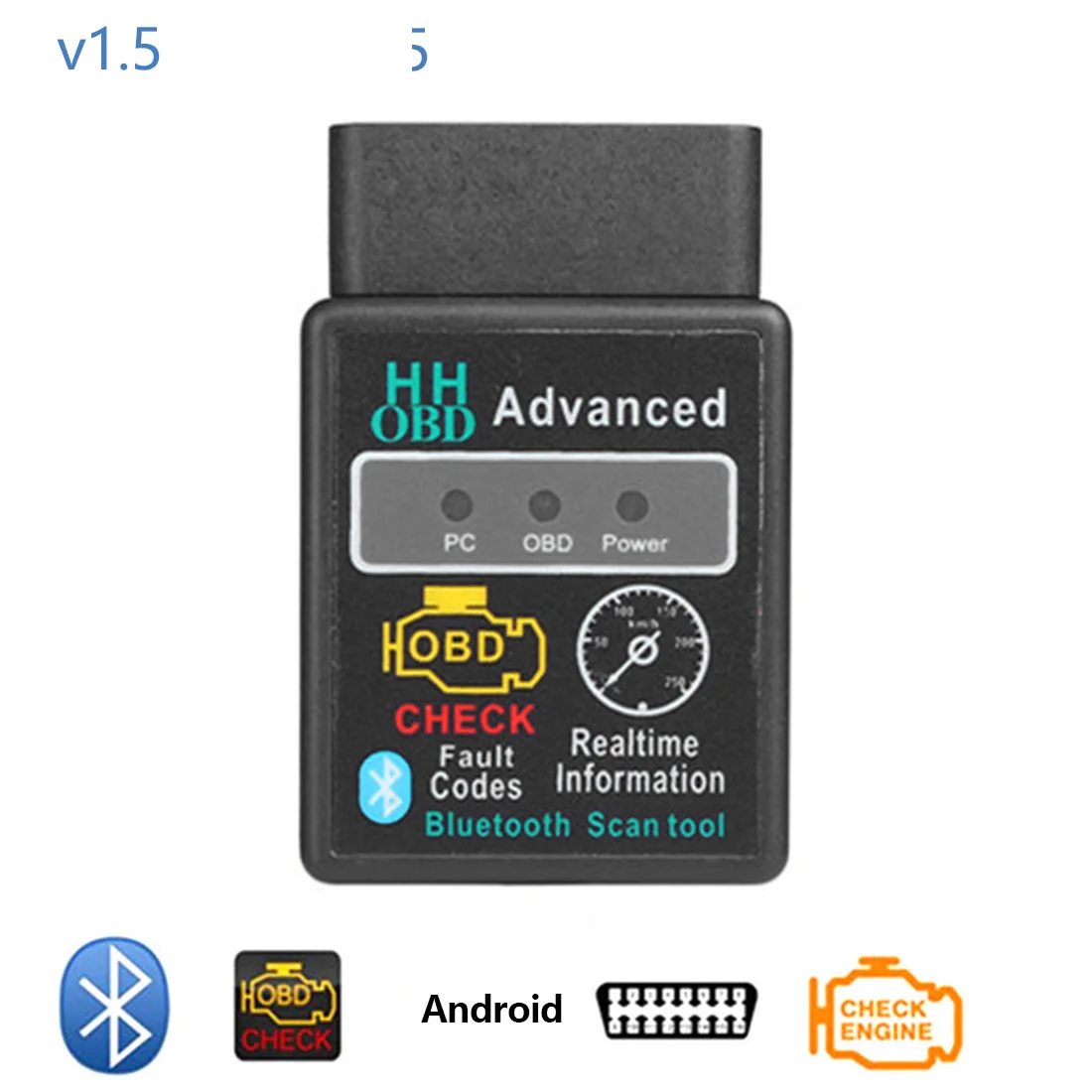 Dewtreetali Advanced OBD2 HH OBDII V1.5 ELM327 Bluetooth адаптер Mini ELM 327 Авто Диагностический крутящий