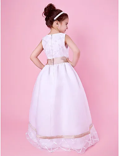 A-line Organza And Satin Flower Girl Dress With Sash/Ribbon | Свадьбы и торжества
