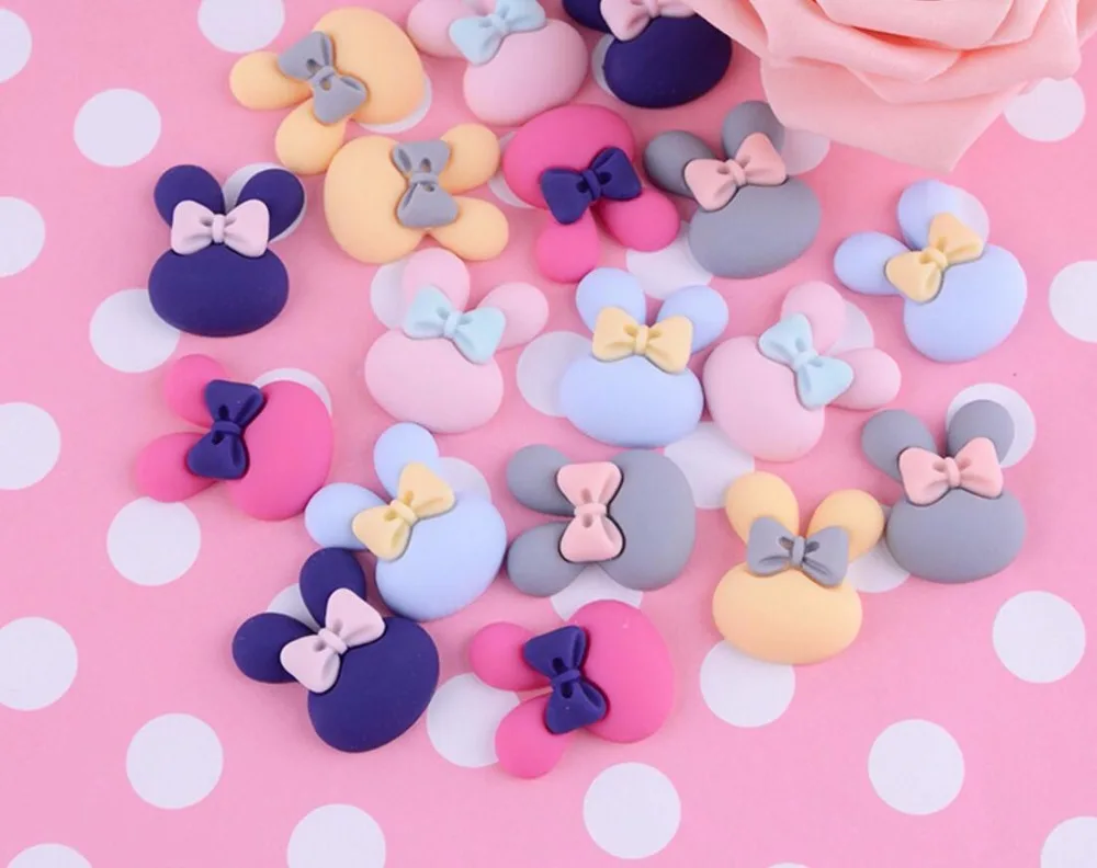 100 шт. полимерные матовые бусины с бантом и кроличьими ушками фигурки миниатюры