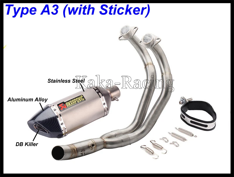 MT07 FZ07 углеволоконные akrapovic выхлопной глушитель мото полная система скольжения для Yamaha mt-07 FZ-07 Tracer- XSR700 - Цвет: Type A3 (sticker)