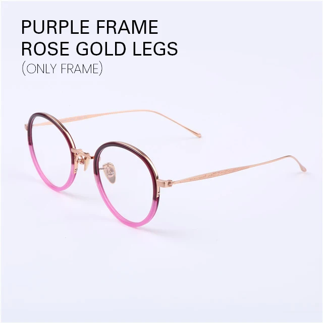 PURPLE(ROSE GOLDLEG) Сладкие цитрусовые B титановые круглые очки Оптические винтажные Золотые очки от близорукости очки женские очки - Цвет оправы: PURPLE(ROSE GOLDLEG)