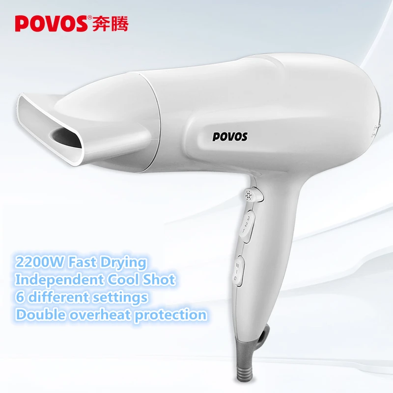 POVOS Профессиональный Супер мощный Фен для волос 2200 W с концентратором|Фены волос| |