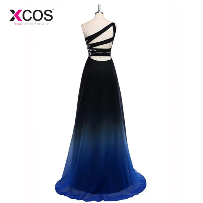 Последние выпускное платье цвета Омбре одно плечо градиент вечернее платья